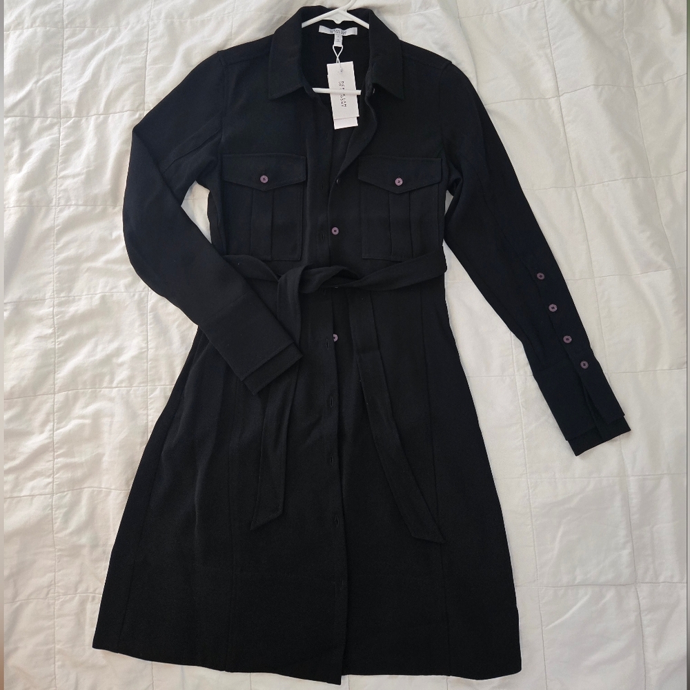 Derek Lam 10 Crosby Black Belted Shirtdress